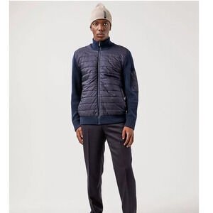 NWT J.Lindeberg Mens Beck Knitted Hybrid Jacket, Navy, Medium